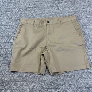 TSG Mens Khaki Shorts‎ 35 Casual Walking Flat Front Camo Lined Pockets 6" inseam
